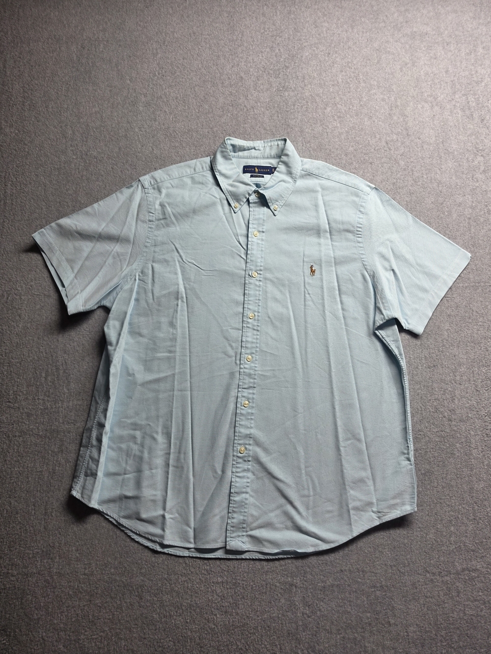 Ralph Lauren Men's XL Classic Fit Cotton Button Down Shirt Short Sleeve Blue